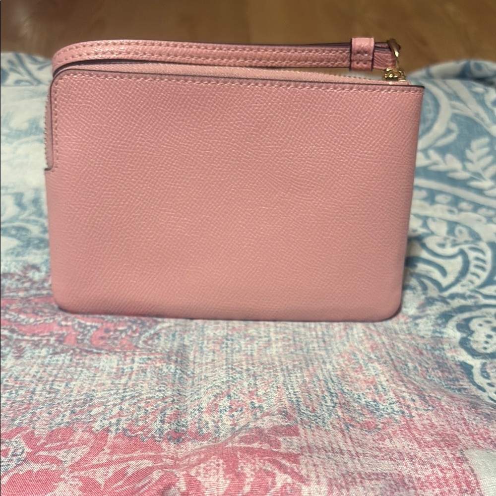 Coach Powder Pink Leather Wristlet - Picture 2 of 5